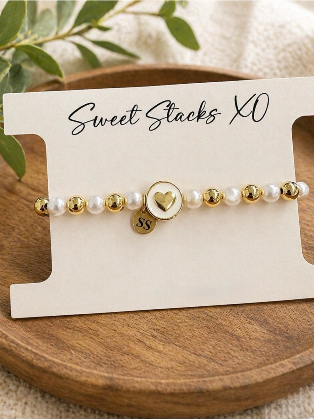 Sweet Stacks XO Pearl and Gold Bracelet